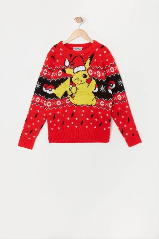 Chandail de Noël à imprimé Pikachu pour garçon sold by Urban Planet