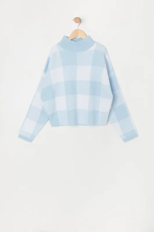 Chandail en tricot à carreaux avec col cheminée pour fille sold by Urban Planet