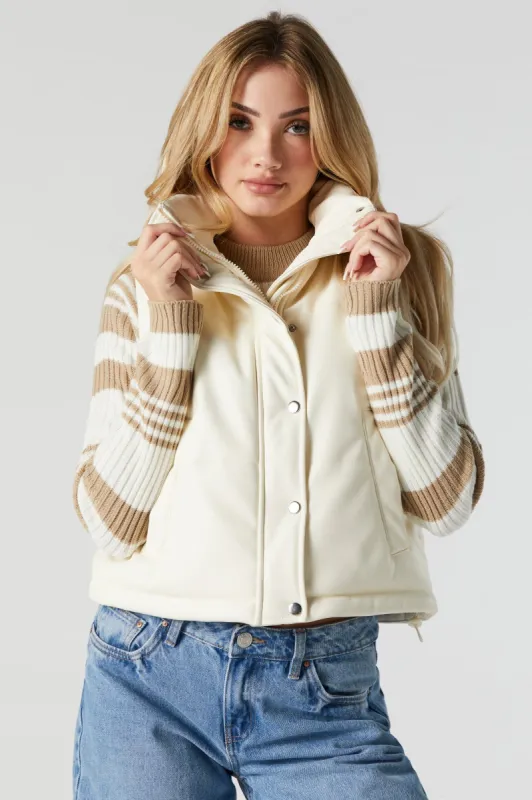 Faux-Leather Puffer Vest sold by Urban Planet