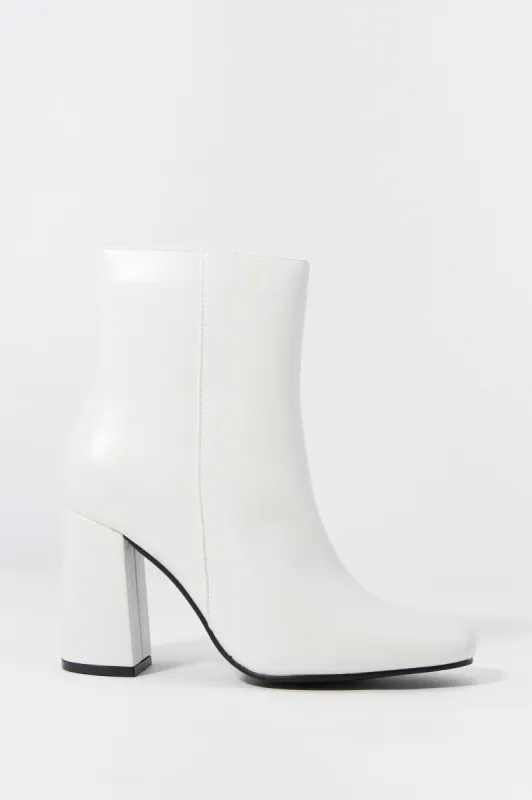 Faux Leather Square Toe Heeled Boot sold by Urban Planet
