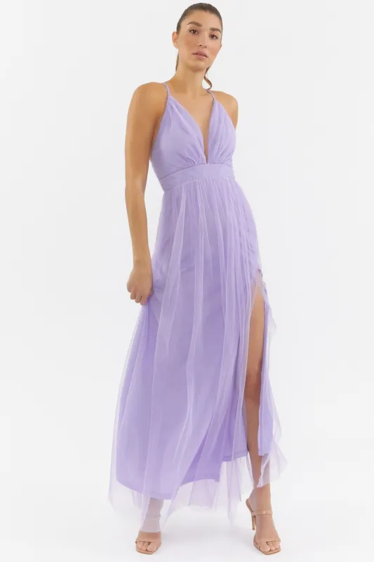 Tulle Deep V-Neck Maxi Dress sold by Urban Planet