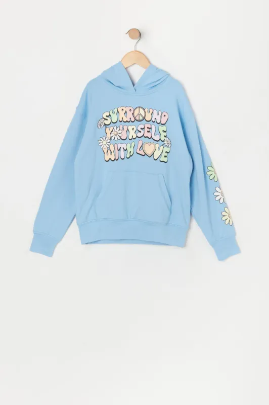 Girls Surround With Love Graphic Fleece Hoodie sold by Urban Planet