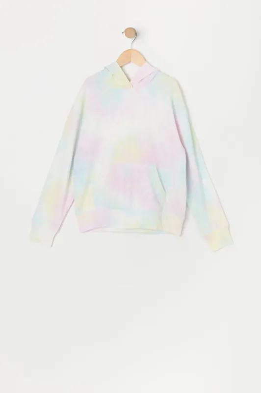 Girls Tie Dye Print Fleece Hoodie sold by Urban Planet