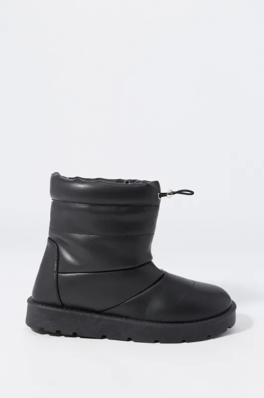 Faux-Leather Puffer Boot sold by Urban Planet