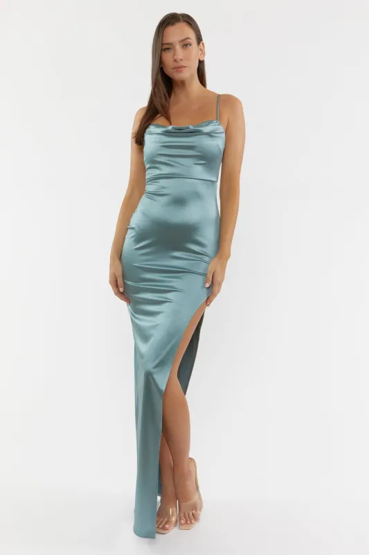 Satin Leg Slit Bodycon Maxi Dress sold by Urban Planet