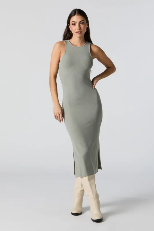 Robe midi moulante côtelée avec fente double sold by Urban Planet