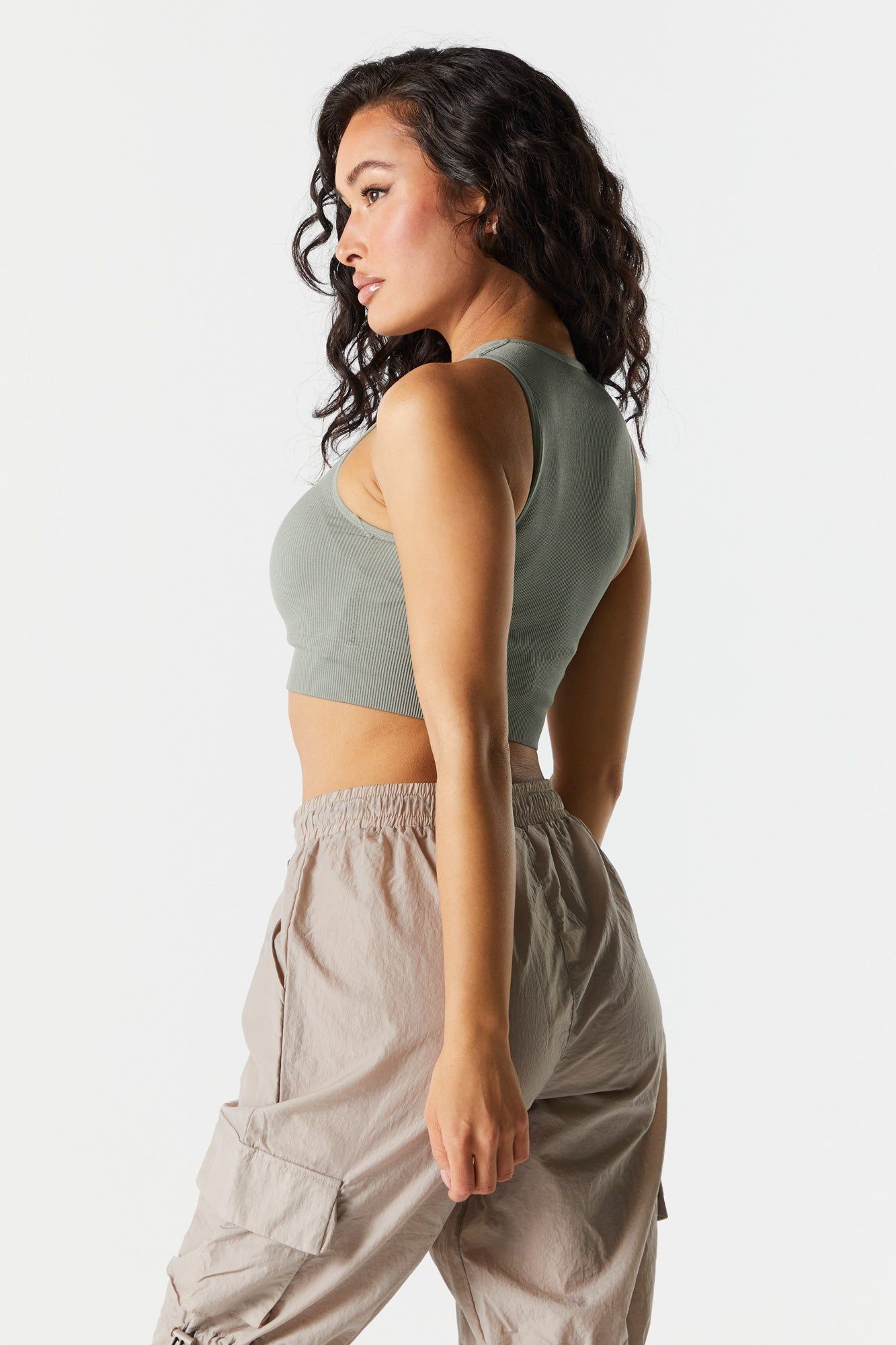Seamless High-Neck Ribbed Crop Tank sold by Urban Planet product image thumbnail 2