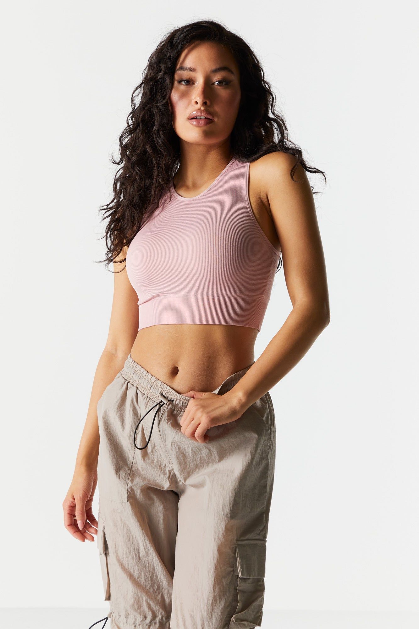 Seamless High-Neck Ribbed Crop Tank sold by Urban Planet product image thumbnail 7