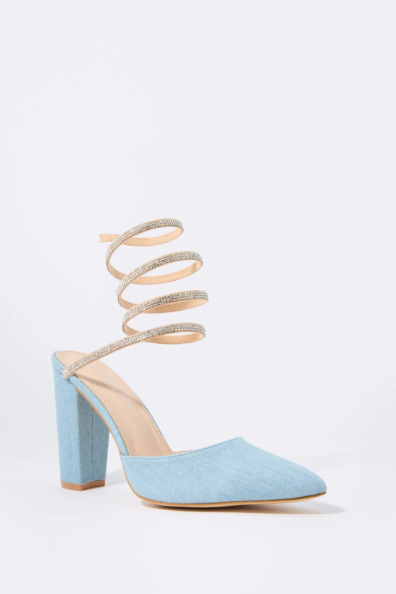 Rhinestone Wrap Up Denim Pointed Heel sold by Urban Planet product image thumbnail 3