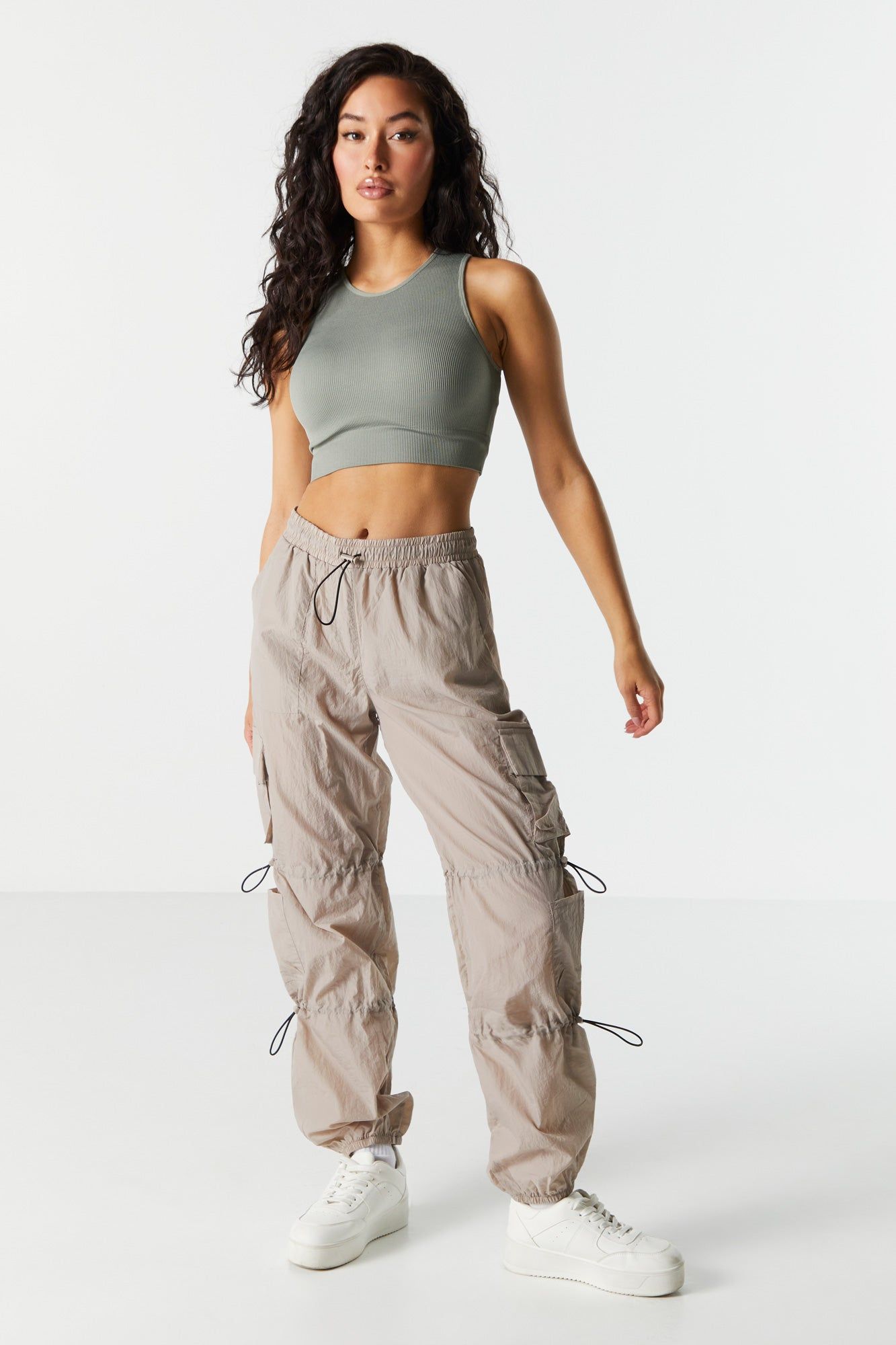 Seamless High-Neck Ribbed Crop Tank sold by Urban Planet product image thumbnail 3