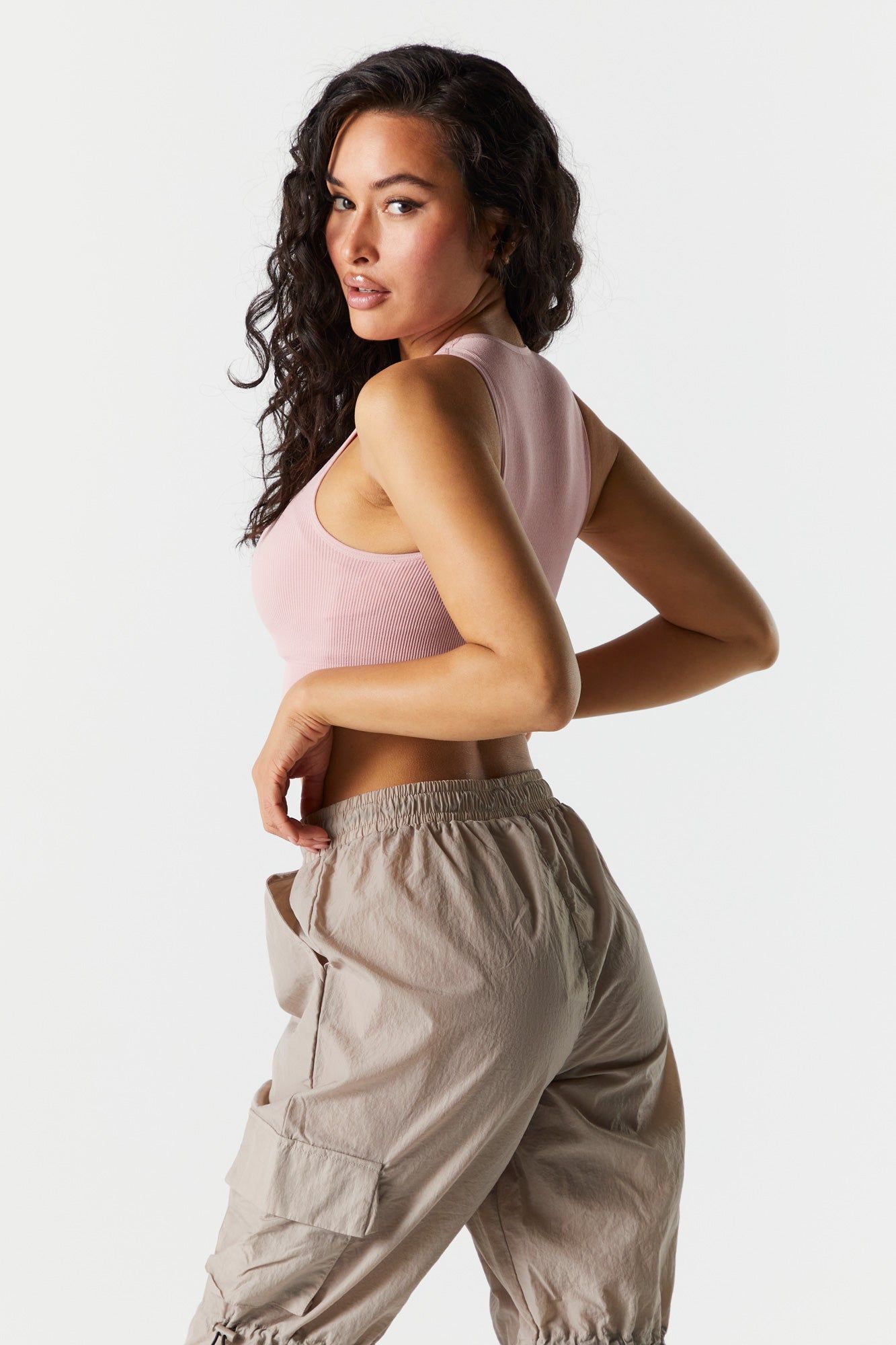 Seamless High-Neck Ribbed Crop Tank sold by Urban Planet product image thumbnail 8