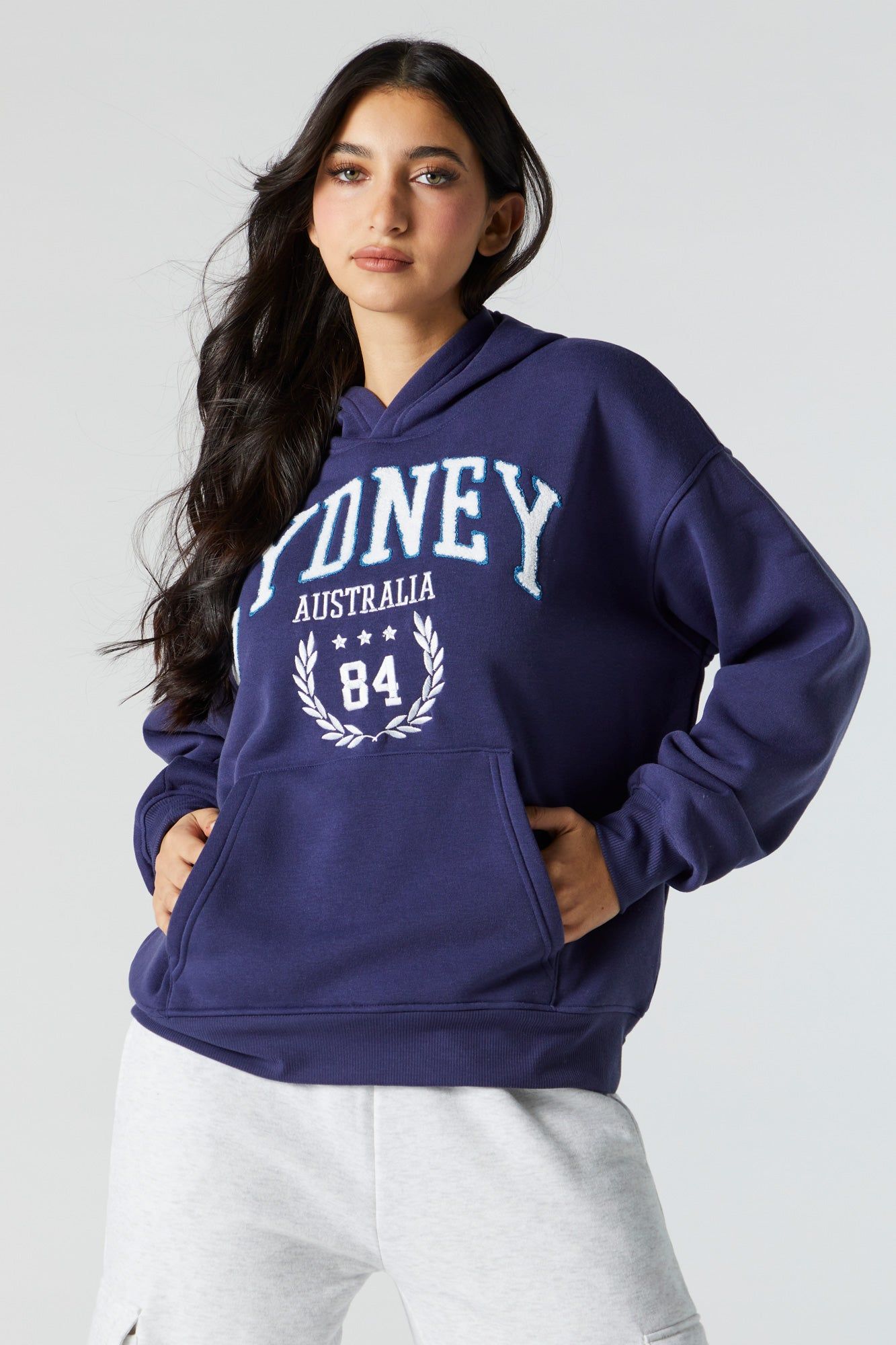 Chenille Embroidered Sydney Fleece Hoodie sold by Urban Planet