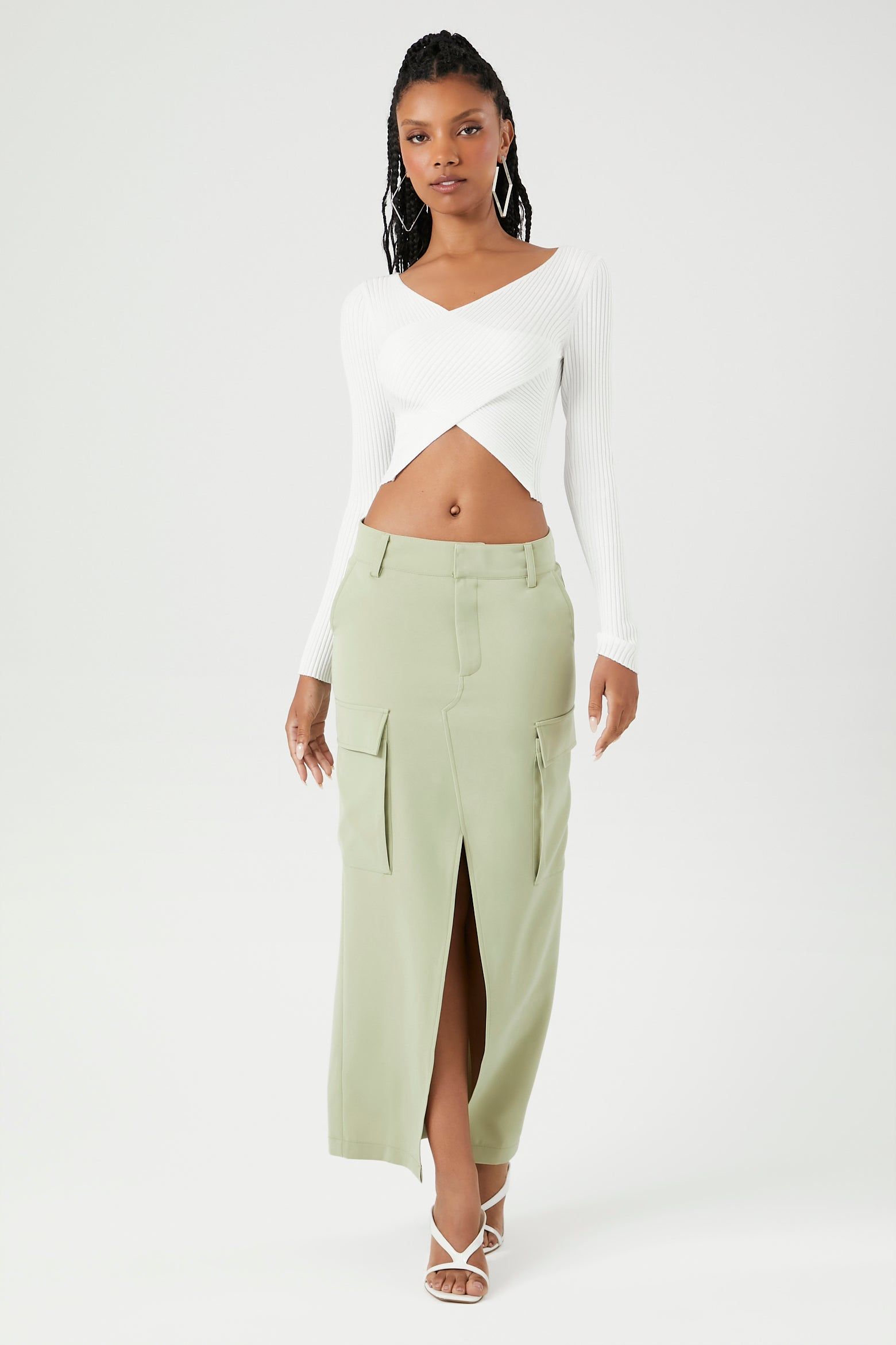 Ribbed Knit Crossover Crop Top sold by Urban Planet product image thumbnail 4