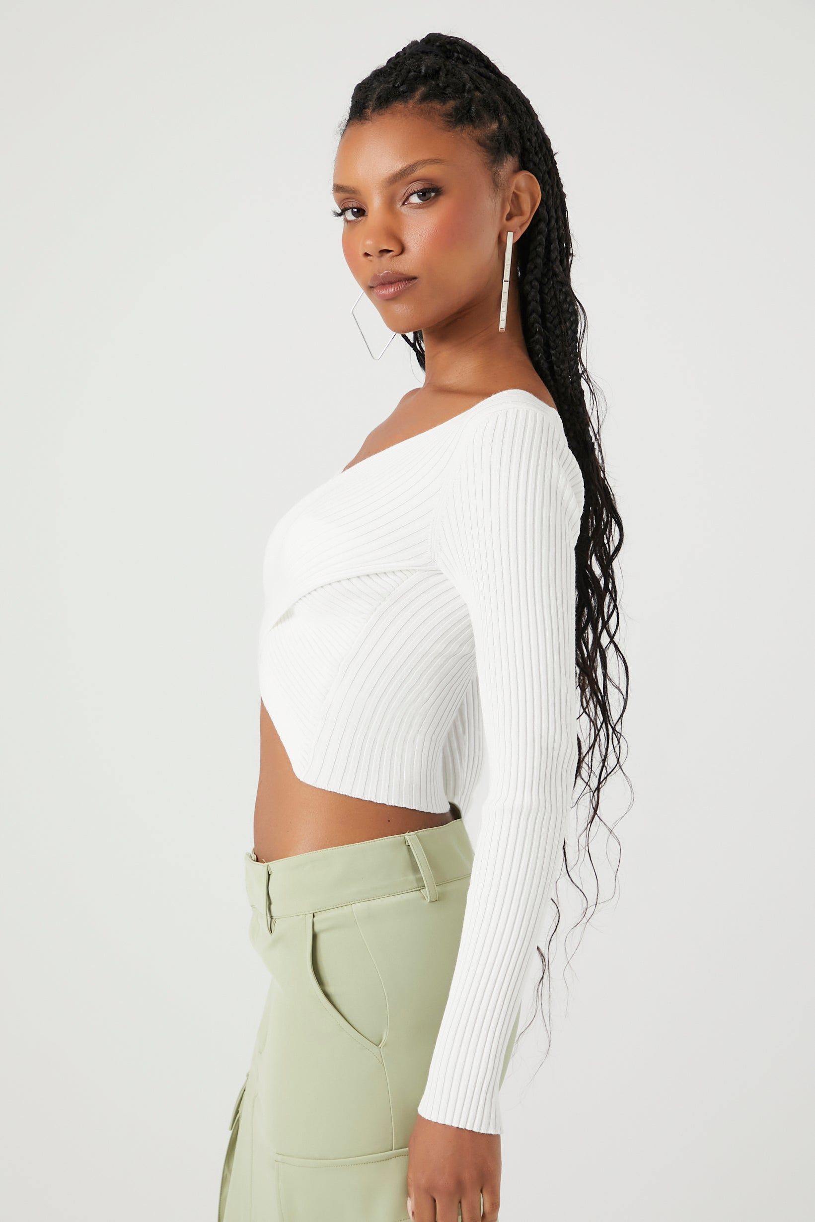 Ribbed Knit Crossover Crop Top sold by Urban Planet product image thumbnail 2