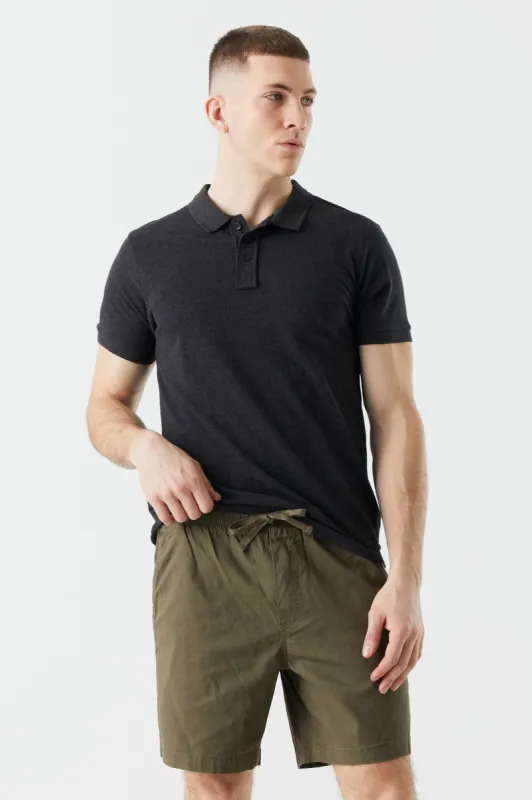 Green Solid Elastic Waist Short sold by Urban Planet