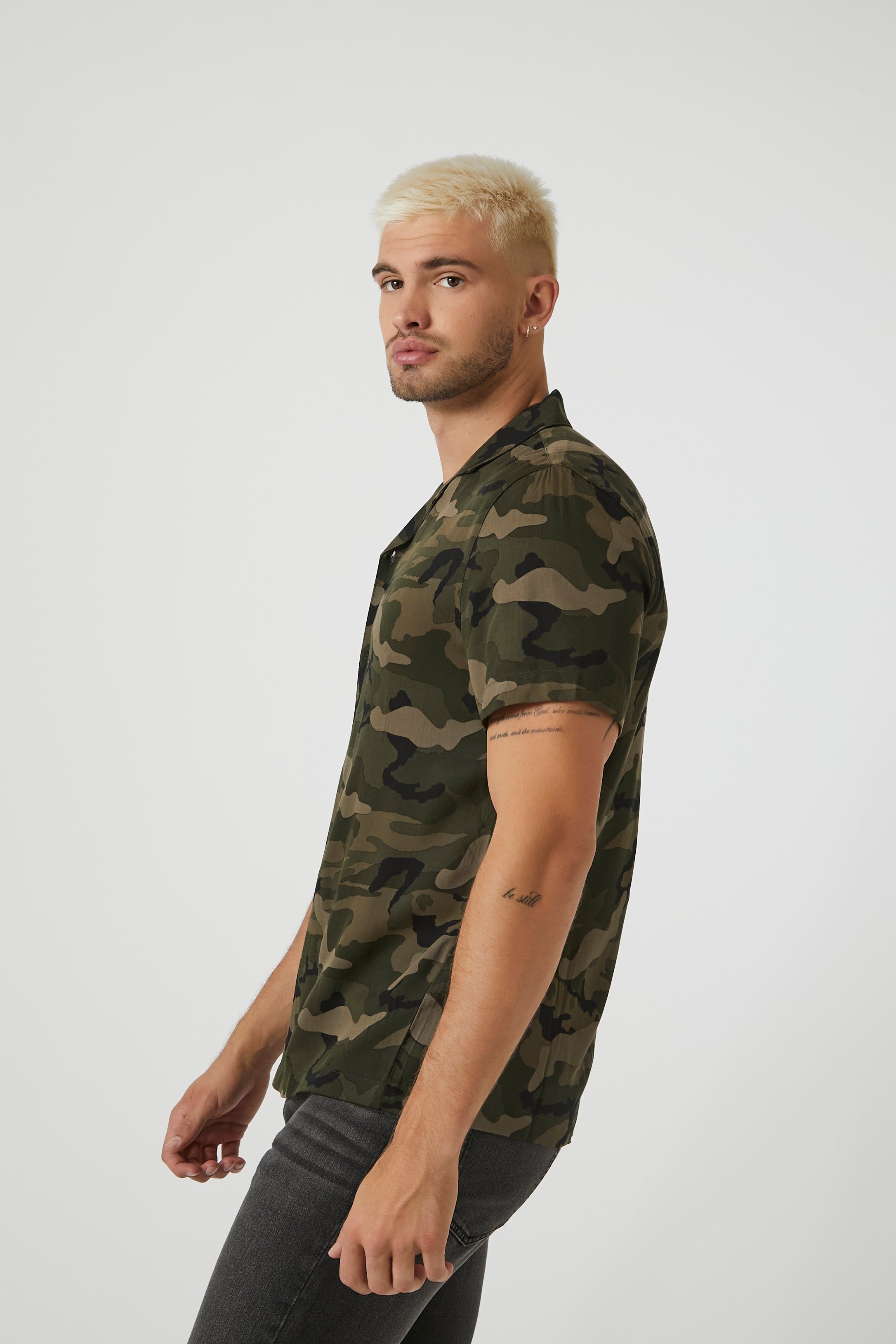 Camo Print Cuban Collar Shirt sold by Urban Planet product image thumbnail 2