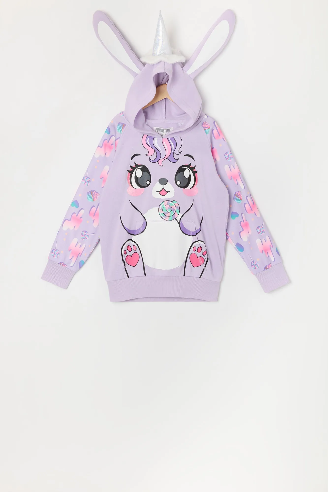 Haut à capuchon à imprimé Chat avec coeur pour fille sold by Urban Planet