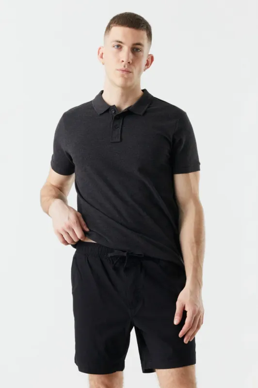 Black Solid Elastic Waist Short sold by Urban Planet