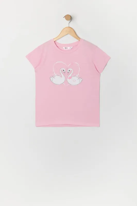 Girls Swan Love Graphic T-Shirt sold by Urban Planet