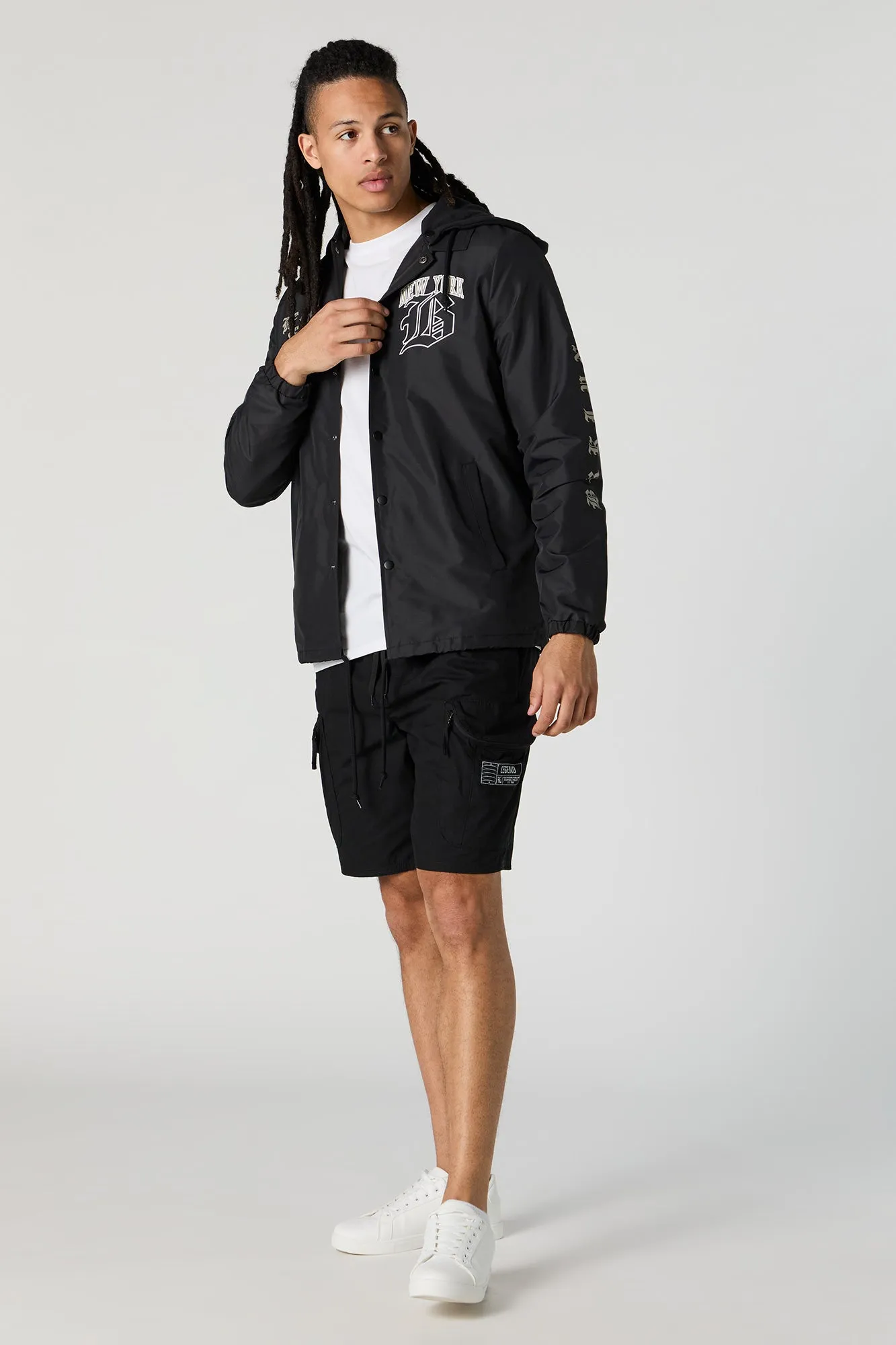 Blouson d'entraîneur à capuchon en molleton avec imprimé New York sold by Urban Planet product image thumbnail 3