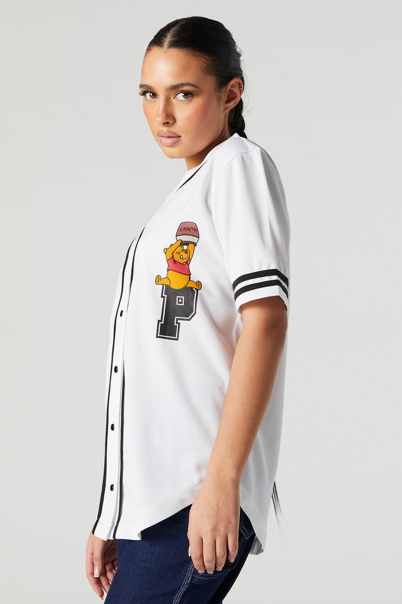 Winnie the Pooh Graphic Baseball Jersey sold by Urban Planet