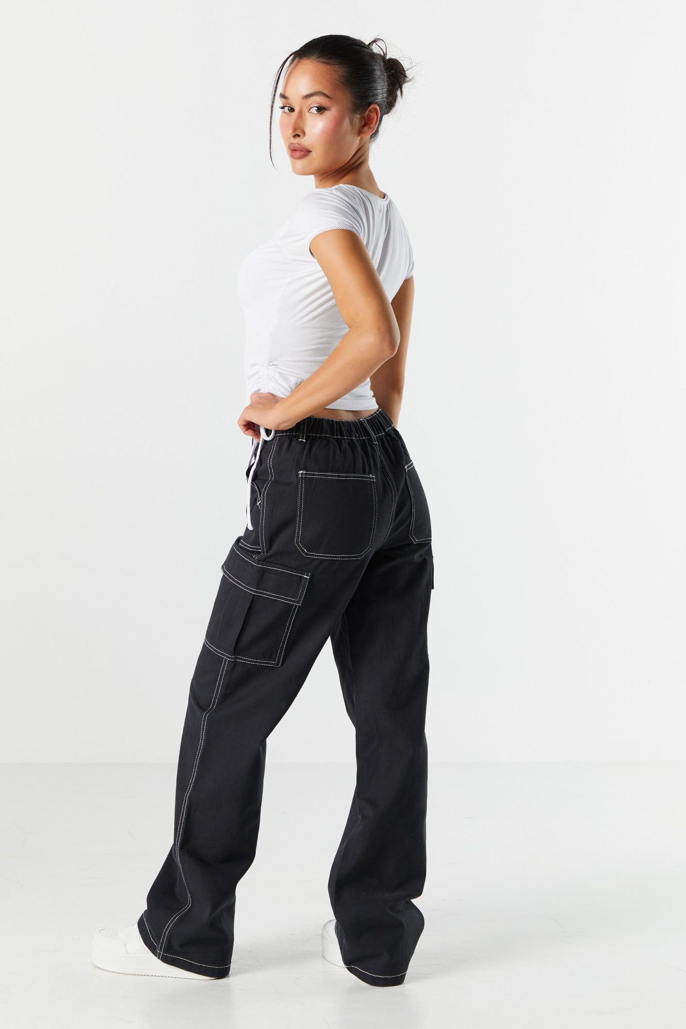 Jean cargo à jambe droite avec taille élastique sold by Urban Planet product image thumbnail 15