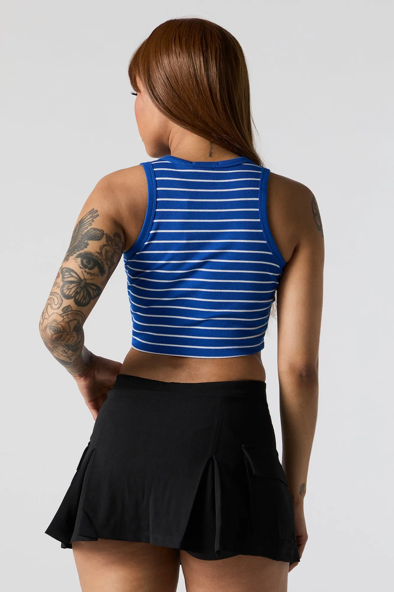 Débardeur côtelé court rayé à col montant sold by Urban Planet product image thumbnail 2