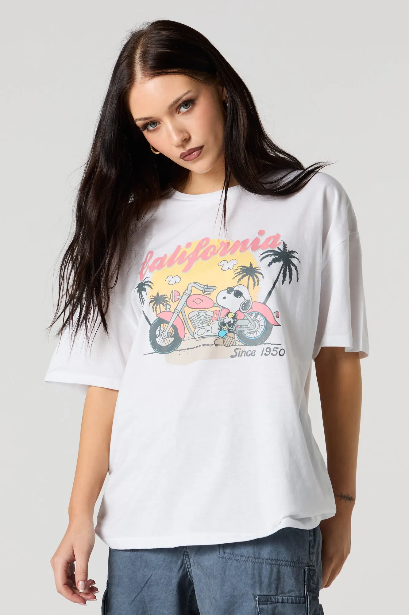 California Snoopy Graphic Boyfriend T-Shirt sold by Urban Planet