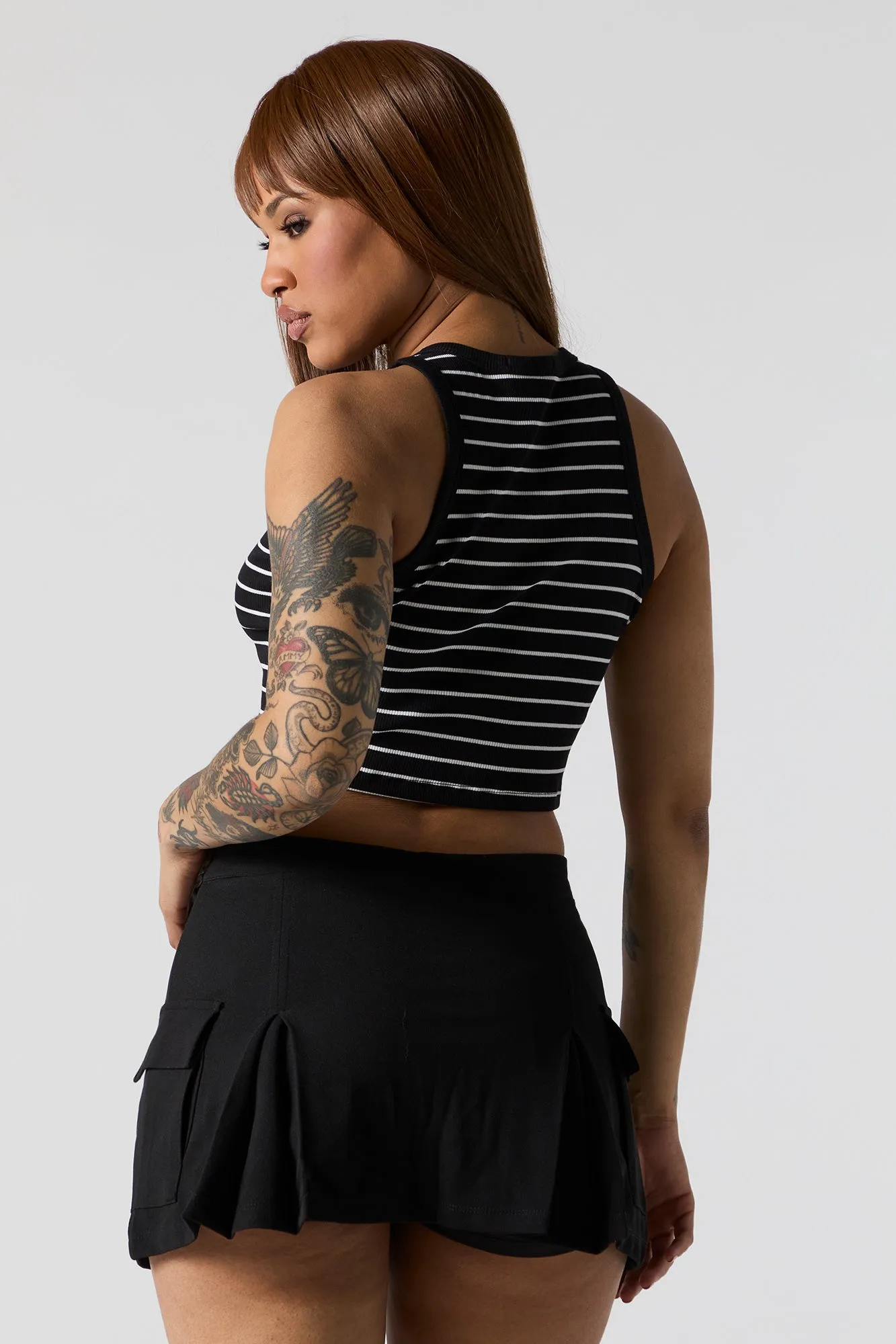 Débardeur côtelé court rayé à col montant sold by Urban Planet product image thumbnail 5