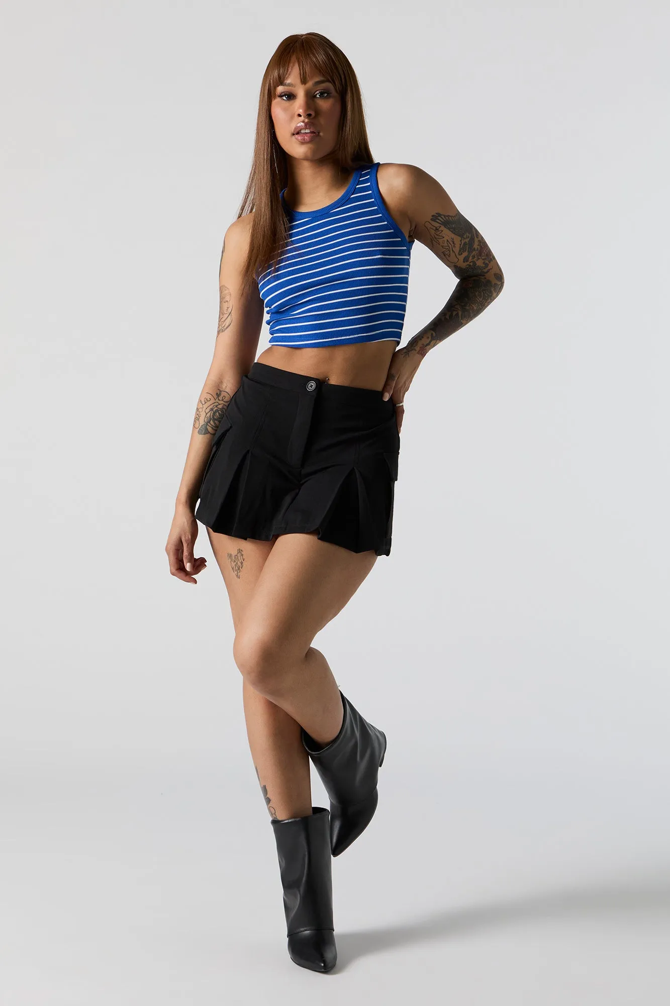 Débardeur côtelé court rayé à col montant sold by Urban Planet product image thumbnail 3