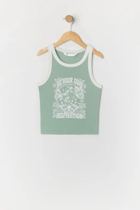 Girls Inspiration Graphic Ribbed Ringer Tank sold by Urban Planet