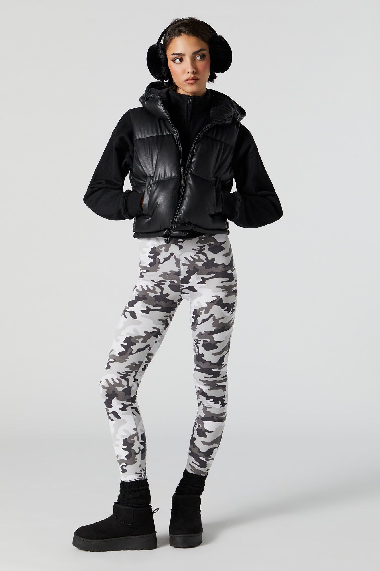 Black and White Camo Print Legging sold by Urban Planet product image thumbnail 4