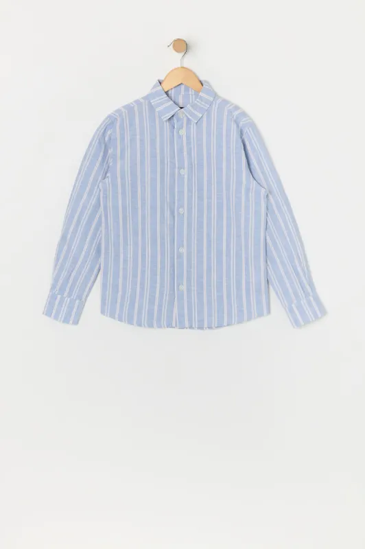 Boys Linen Striped Button-Up Top sold by Urban Planet