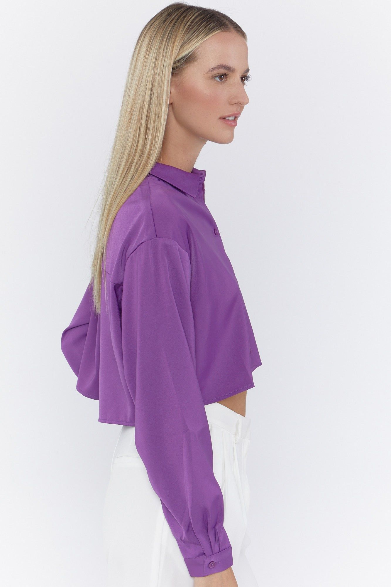 Satin Button-Up Crop Top sold by Urban Planet product image thumbnail 3