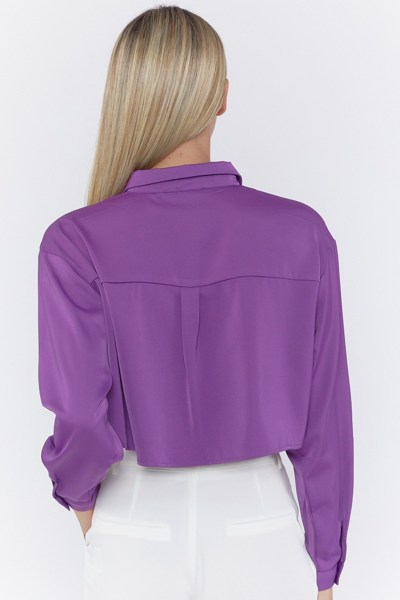 Satin Button-Up Crop Top sold by Urban Planet product image thumbnail 2