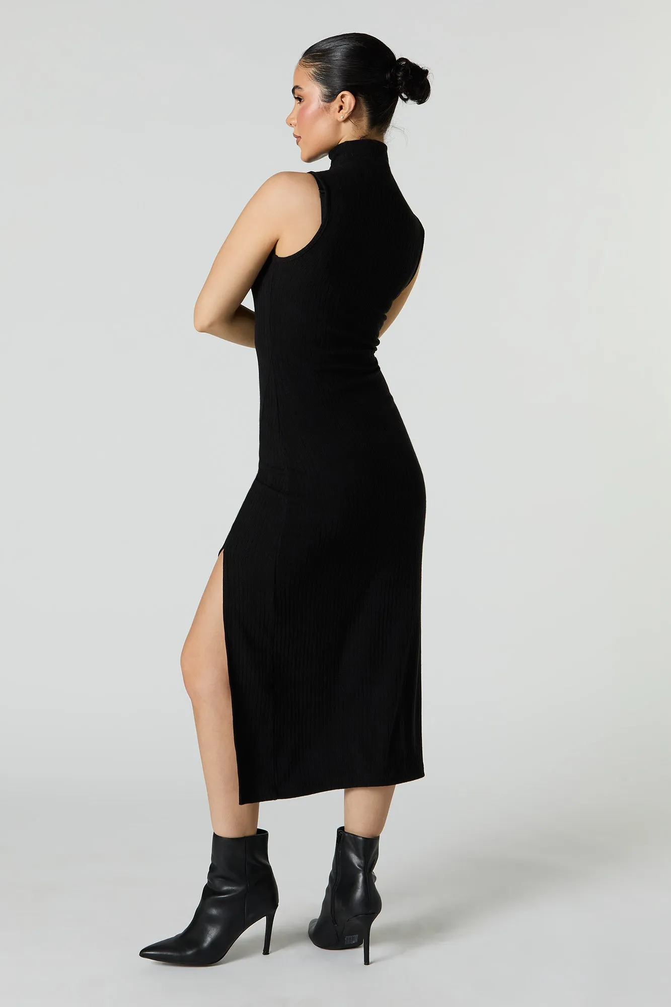 Ribbed Mock Neck Slit Midi Dress sold by Urban Planet product image thumbnail 3