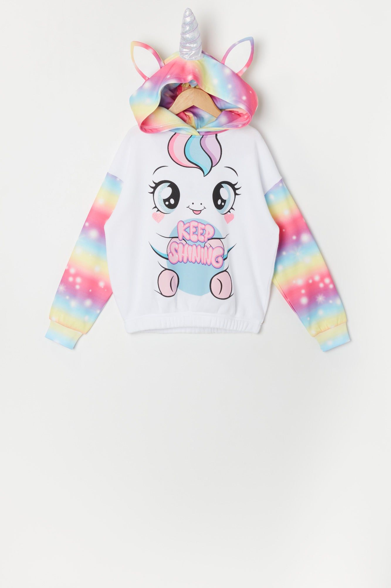 Girls Keep Shining Unicorn Character Hoodie sold by Urban Planet
