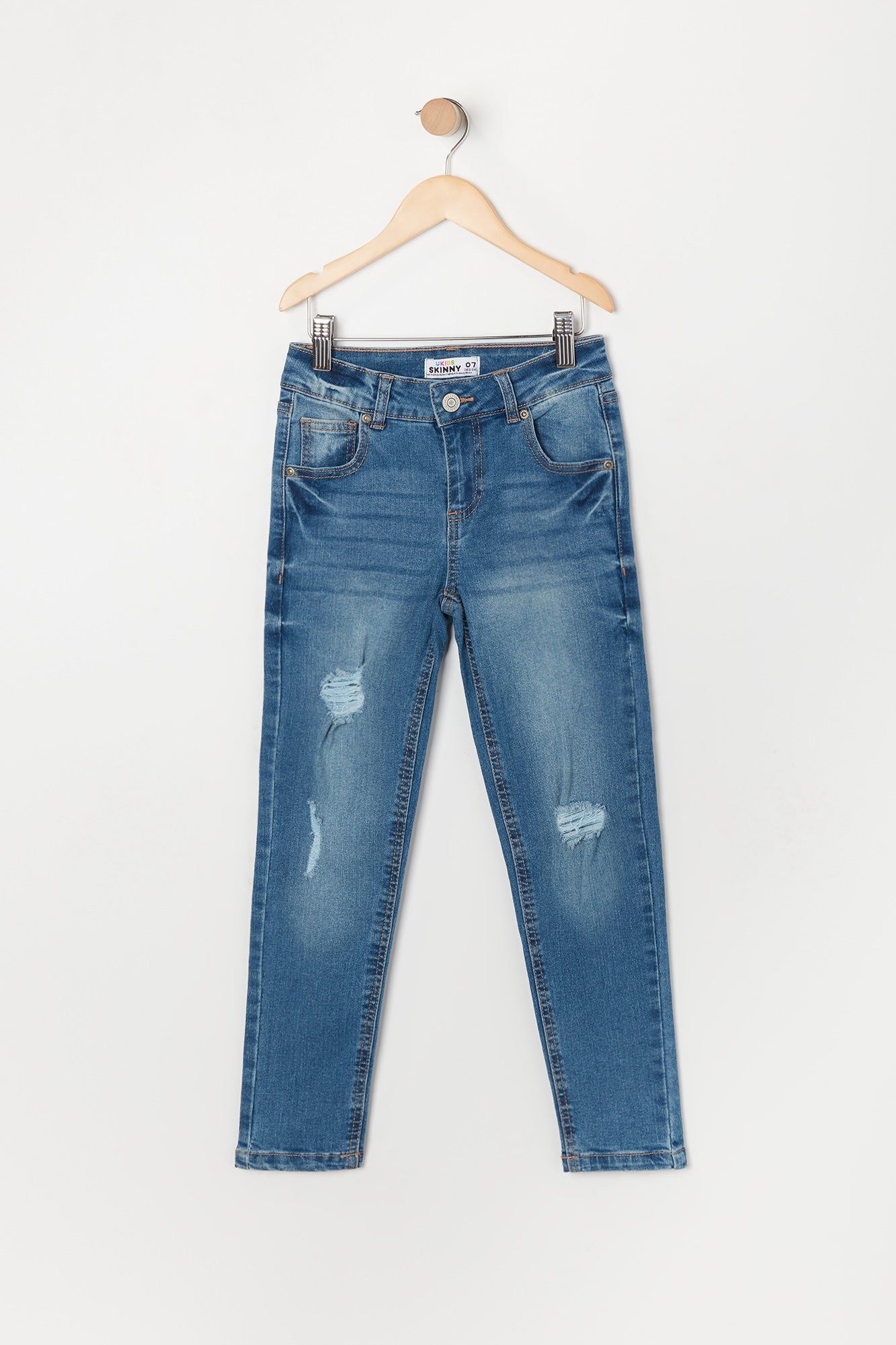 Girls Miami Black Wash Mid Rise Distressed Skinny Jean sold by Urban Planet