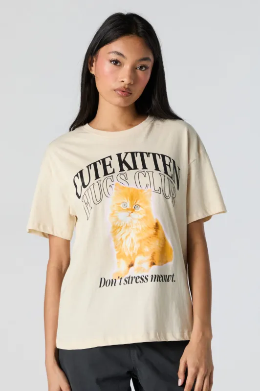Cute Kitten Club Graphic Boyfriend T-Shirt sold by Urban Planet