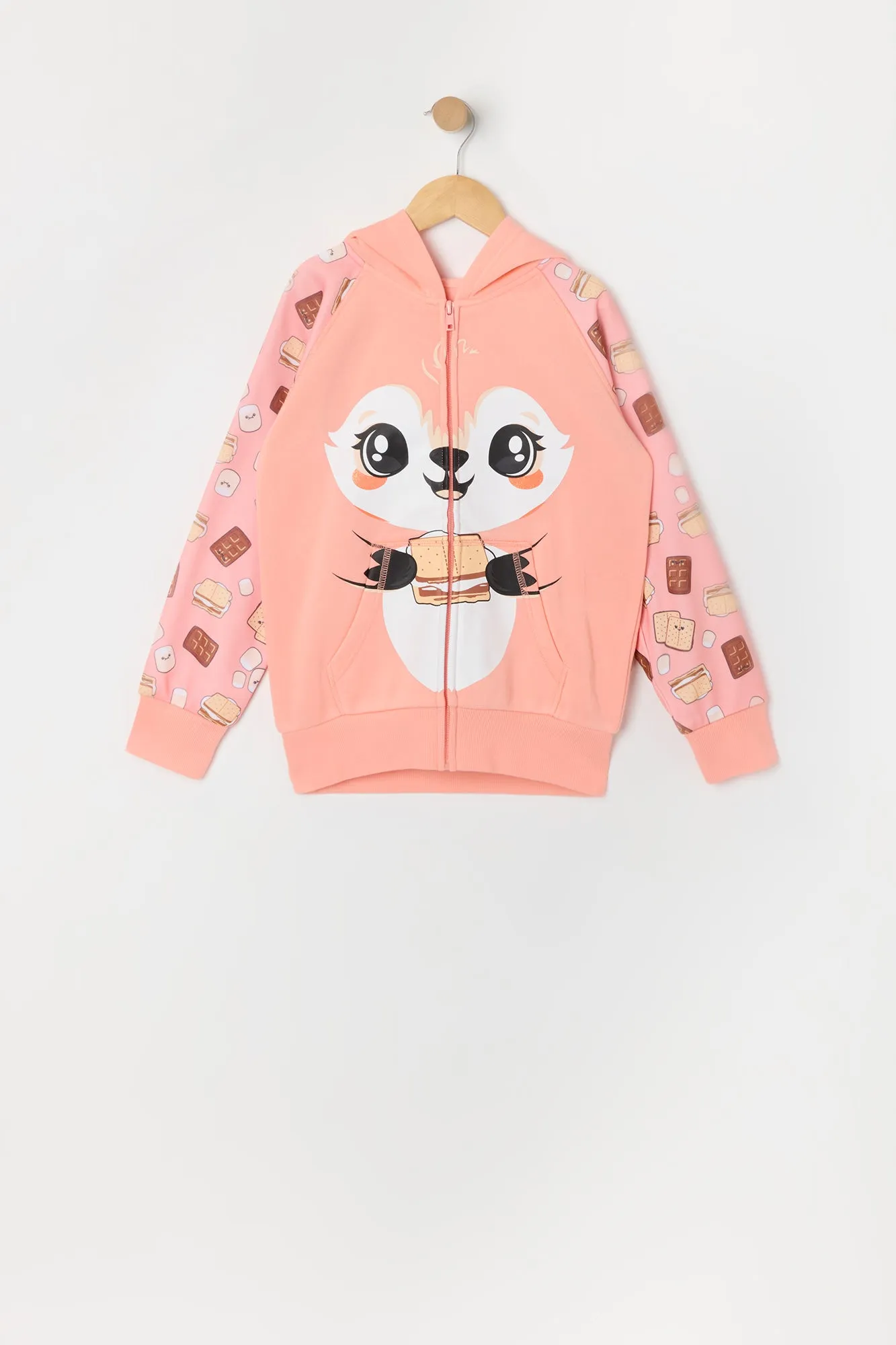 Haut à capuchon avec imprimé Renard et S'mores et fermeture à glissière pour fille sold by Urban Planet product image thumbnail 2