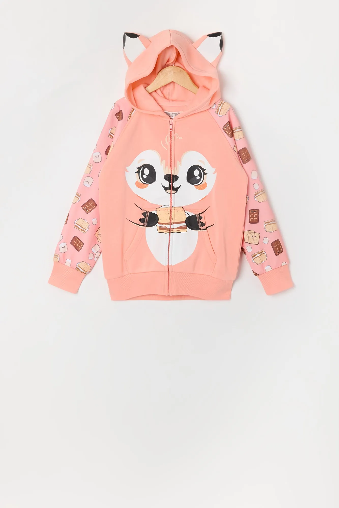 Haut à capuchon avec imprimé Renard et S'mores et fermeture à glissière pour fille sold by Urban Planet