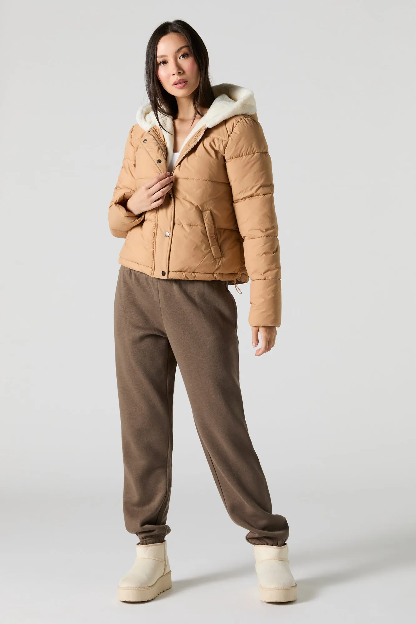 Faux Fur Hood Puffer Jacket sold by Urban Planet product image thumbnail 3