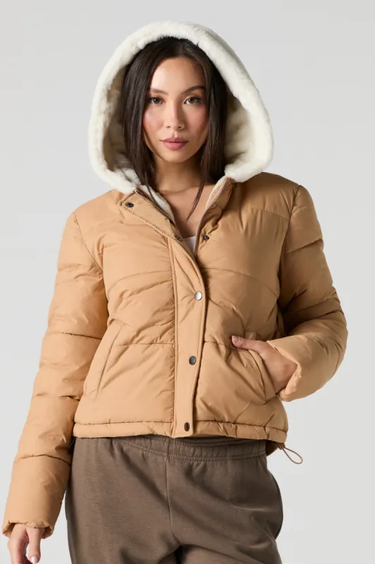 Faux Fur Hood Puffer Jacket sold by Urban Planet