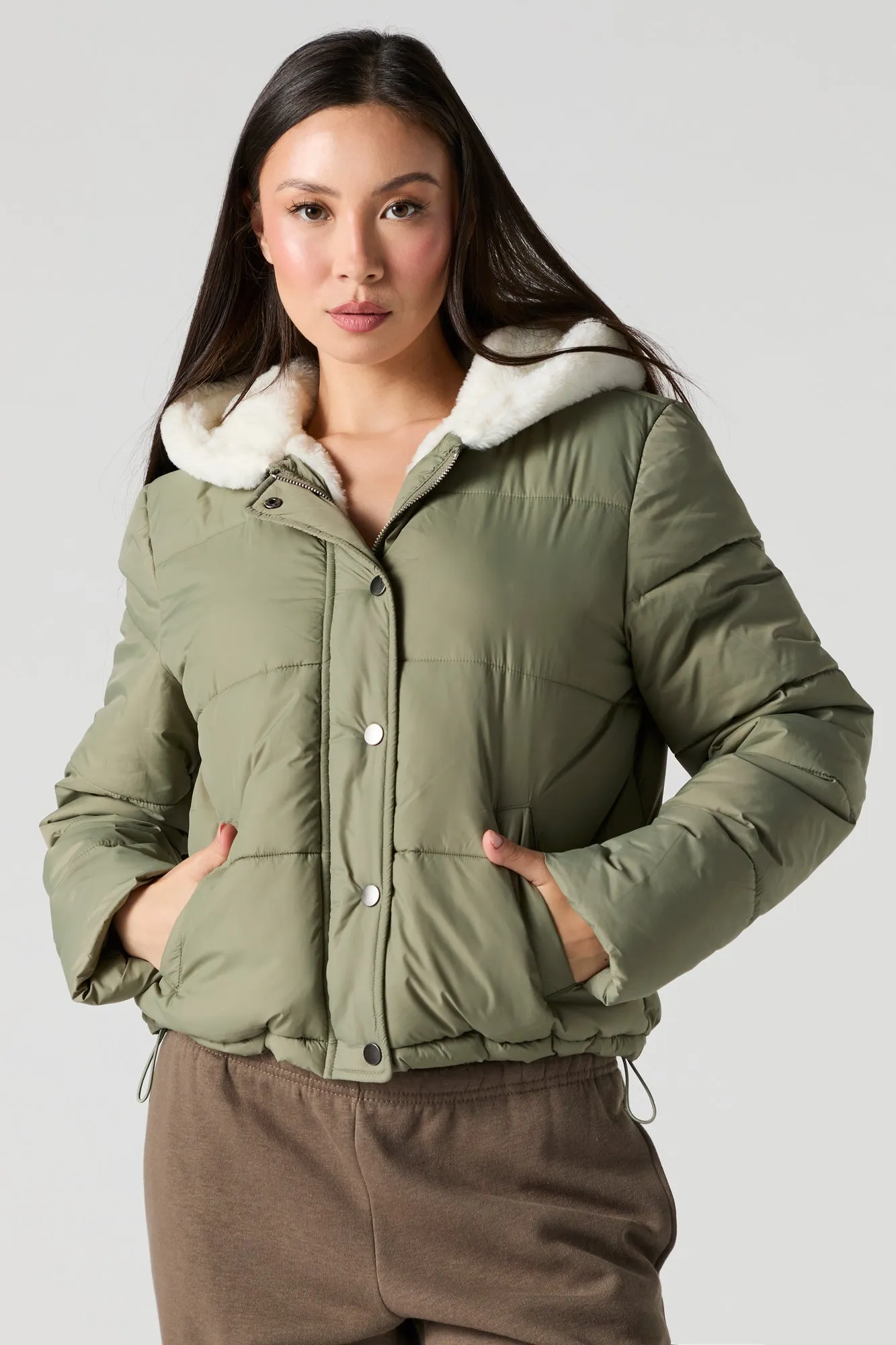 Faux Fur Hood Puffer Jacket sold by Urban Planet product image thumbnail 4