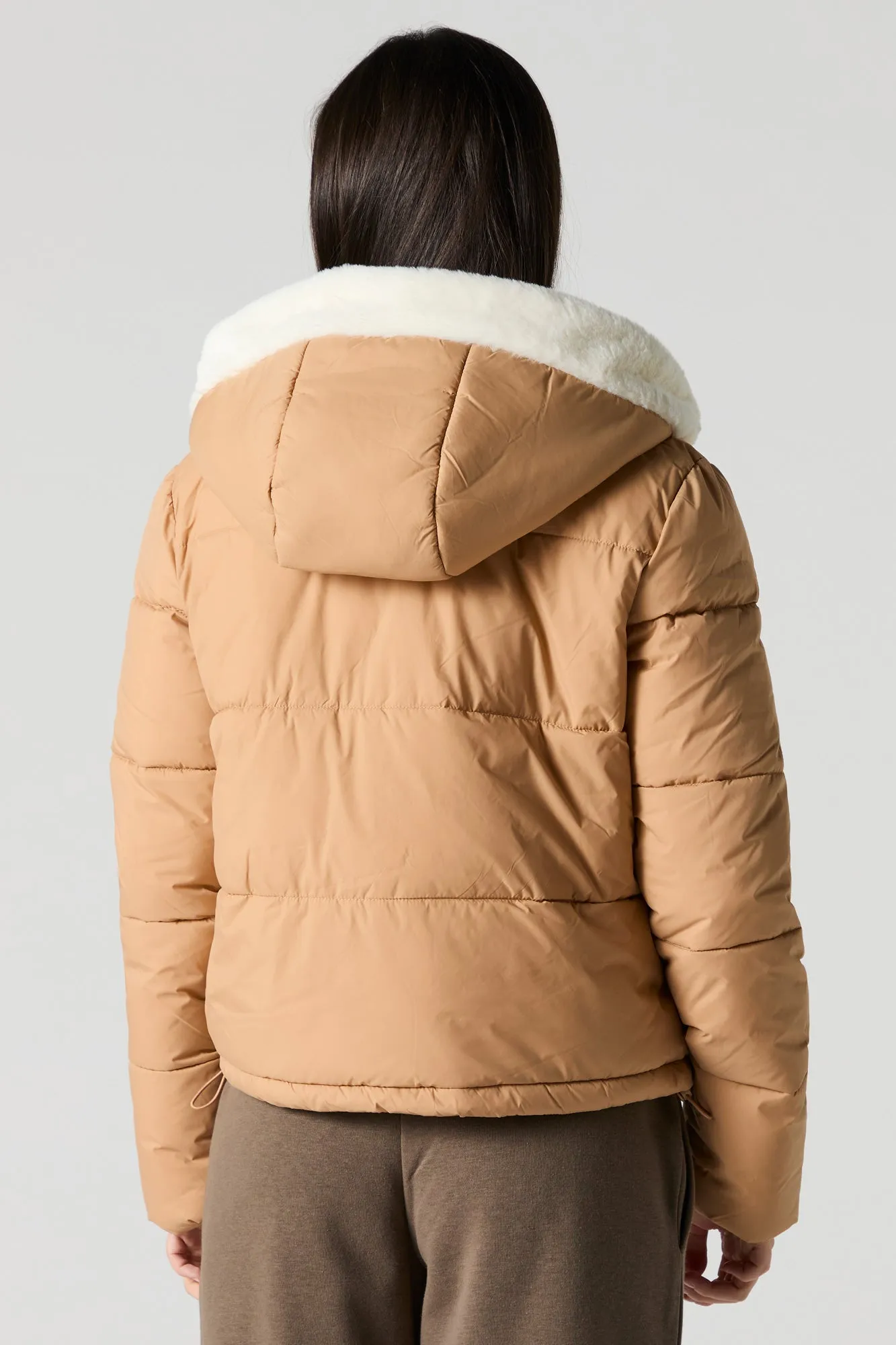 Faux Fur Hood Puffer Jacket sold by Urban Planet product image thumbnail 2