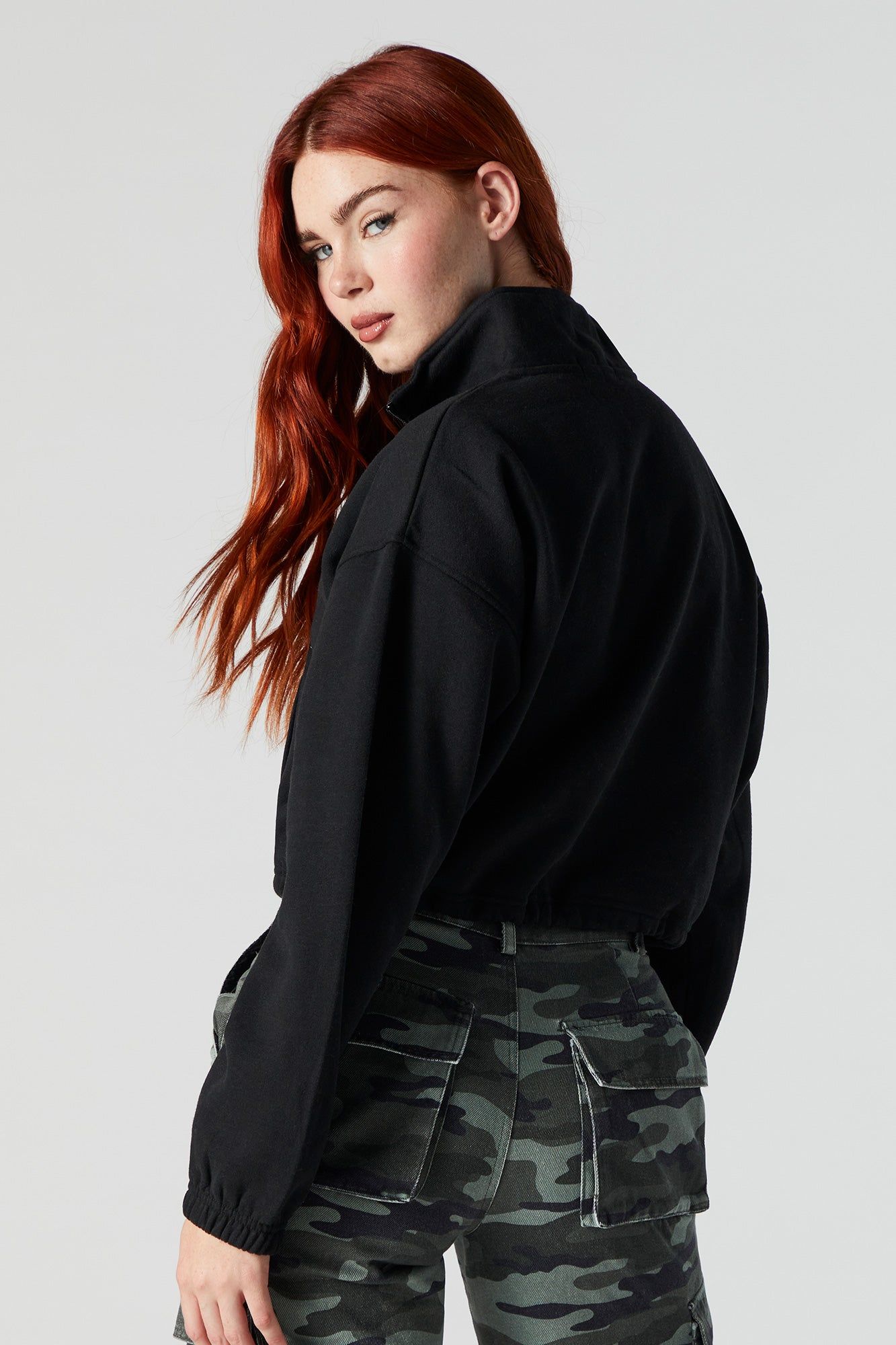 Fleece Quarter Zip Cropped Sweatshirt sold by Urban Planet product image thumbnail 2