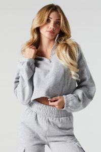 Fleece Quarter Zip Cropped Sweatshirt sold by Urban Planet