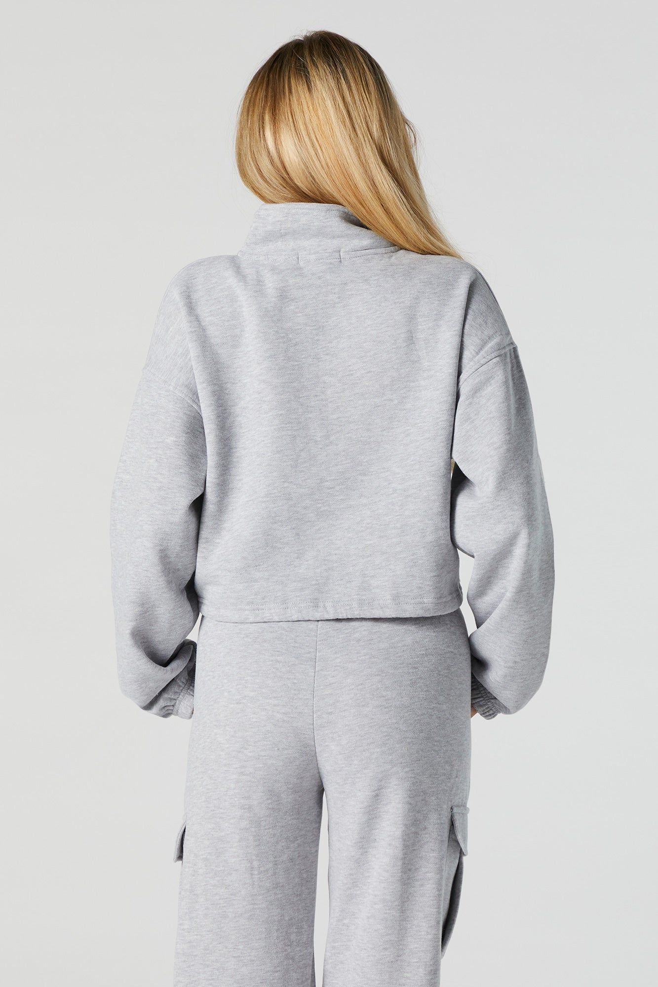Fleece Quarter Zip Cropped Sweatshirt sold by Urban Planet product image thumbnail 5