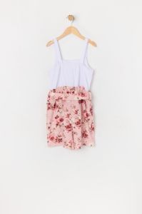 Combi-short fleuri rose avec ceinture pour fille sold by Urban Planet