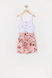 Combi-short fleuri rose avec ceinture pour fille sold by Urban Planet